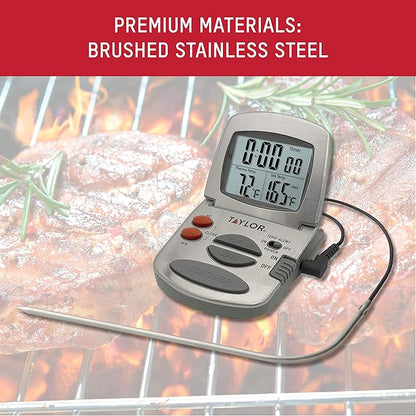 Taylor Programmable Instant-Read Wired Probe Digital Meat Thermometer, Stainless Steel for BBQ, Grill, Kitchen Cooking, Accurate Temperature Readings - Image 4