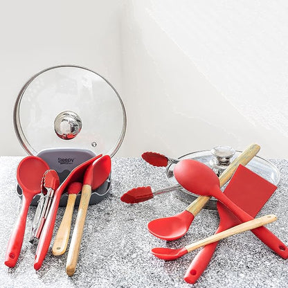 Spoon Rest for Kitchen Counter – Pot Lid Holder and Spoon Holder – Multipurpose Gadget Keeps Countertops Clean - Bonus Lid Lifter