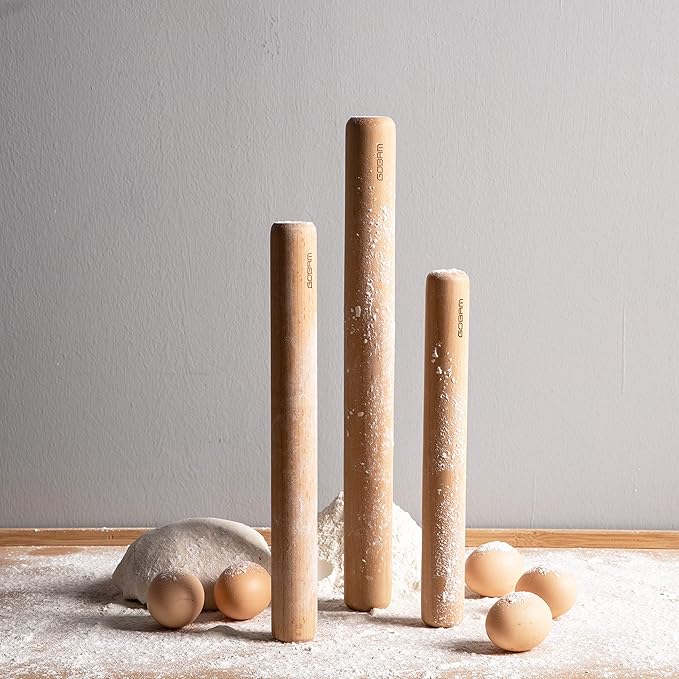 GOBAM Wood Rolling Pin, Extra Large - Dough Roller for Pasta, Cookies, Pie, Pizza, Chapati, Fondant, Rolling Pins for Baking, Bread Making Tools and Supplies - 15.8 x 1.6 Inches - Image 7