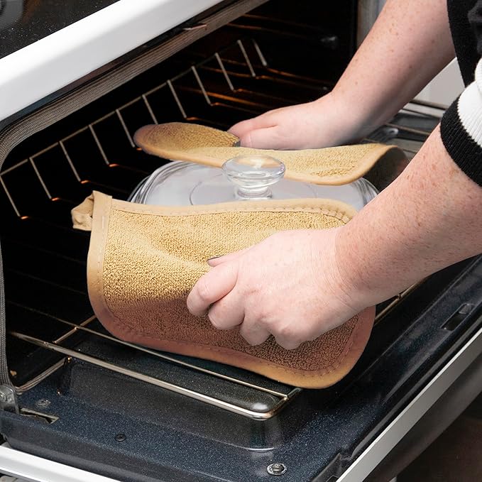 RITZ Terry Potholder & Hot Pad: Unparalleled Heat Resistant, Durable 100% Cotton – Ergonomically Designed for Optimal Grip – Easy-Care Machine Washable – 2-Pack, Straw - Image 4