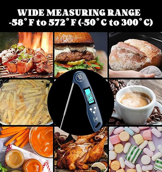 DOQAUS Digital Meat Thermometer, Instant Read Food Thermometer for Cooking with Backlit & Auto-Rotating Display, 4.6” Probe for Grilling, Baking, and Perfect BBQ - Blue - Image 7