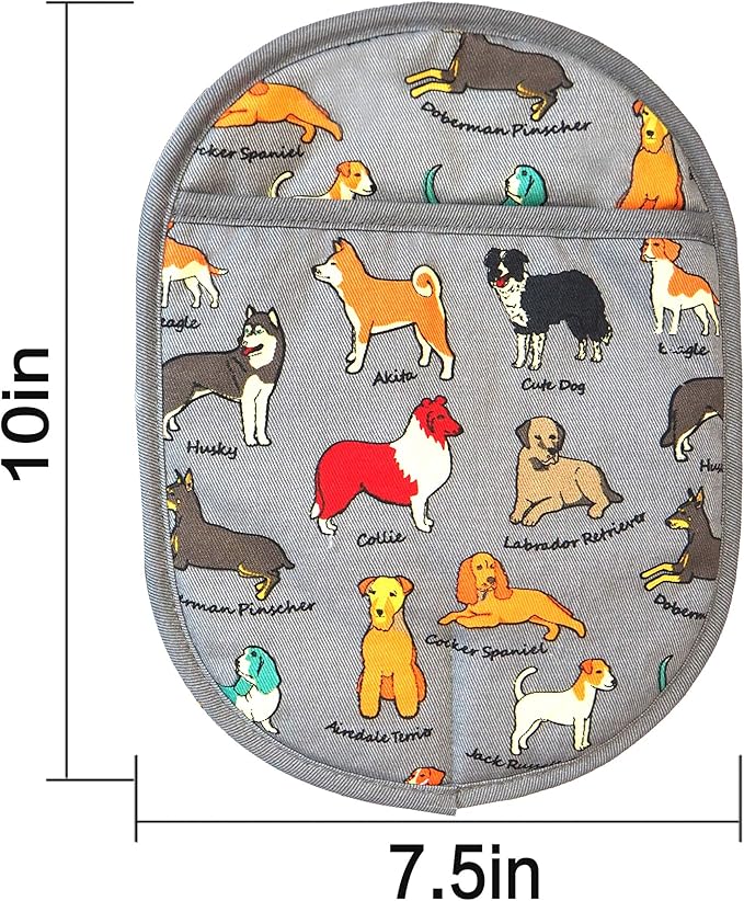 Pot Holders Set of 2 with Transparent Clear Silicone Shell and Nice Dog Printing Cotton Lining, Heat Resistant to 500 F Kitchen Oven Gloves Pot Holder for Cooking (Dog Flower, Potholders) - Image 3