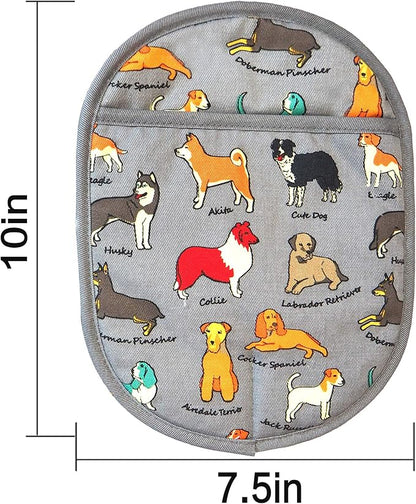 Pot Holders Set of 2 with Transparent Clear Silicone Shell and Nice Dog Printing Cotton Lining, Heat Resistant to 500 F Kitchen Oven Gloves Pot Holder for Cooking (Dog Flower, Potholders) - Image 3