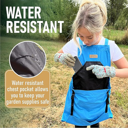 Grampa's Garden Apron - Cross Back Gardening Apron With Pockets For Women & Men | Harvest Apron with Large Kangaroo Pouch