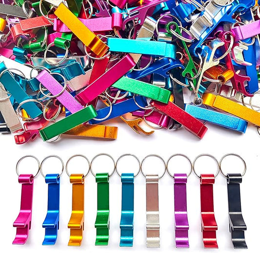 100Pcs Colored Aluminum Bottle Opener Keychain, Soda Beverage Beer Bottle Opener Keychain, for Kitchen/Wedding/Bar/Party by MTOMDY