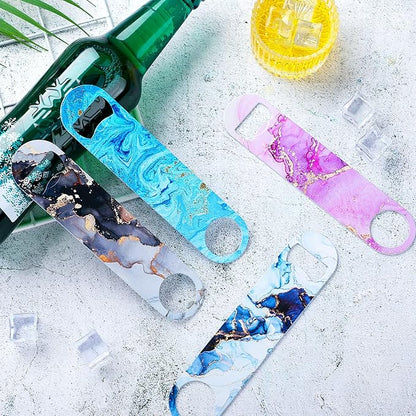 4 Pcs Flat Bottle Opener Heavy Duty Stainless Steel Bottle Opener Beer Flask Tools ​for Kitchen Bar Restaurant, 7 Inches(Marble Print) - Image 7