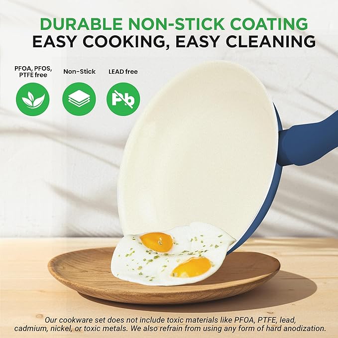 Nutrichef 54 Piece Professional Grade Complete Home Kitchen Cookware Set, Ceramic Non-Stick Bakeware, Pot and Pans Kit, Cool-Touch Handles, Safe for Gas, Electric, Induction Cooktops, Easy Clean - Image 3