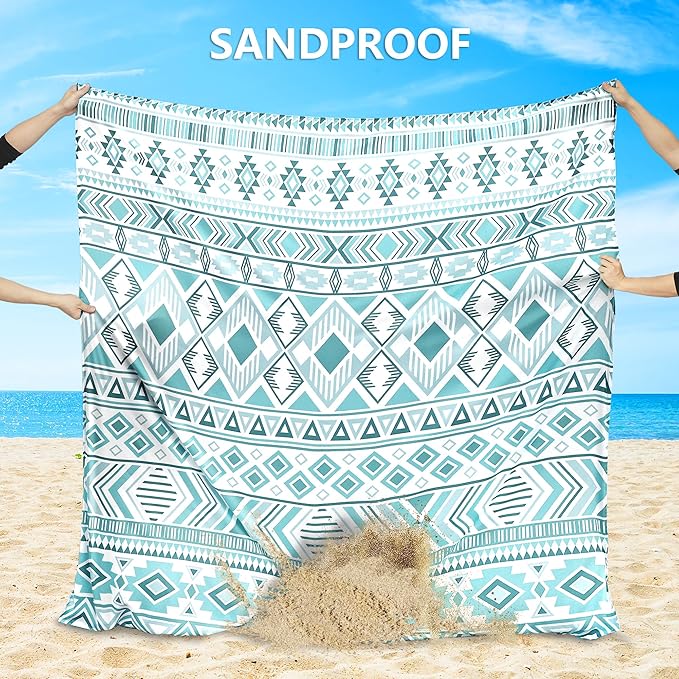 WIWIGO Beach Blanket Waterproof Sandproof Beach Mat 79" X 83"/10'x9'for 2-8 Adults Quick Drying Outdoor Picnic Mat Beach Accessories for Travel, Camping, Hiking - Image 3