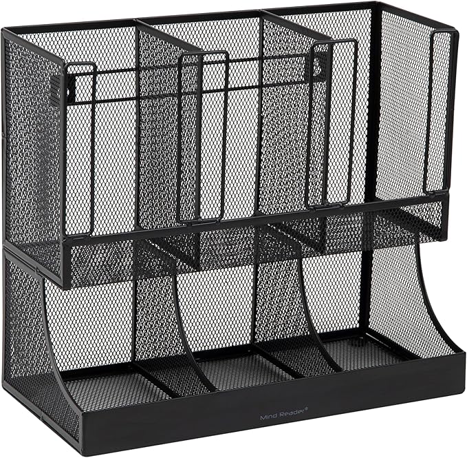 Mind Reader Multipurpose Countertop Organizer, Office Breakrooms, Cup and Condiment Station, Metal Mesh, Black - Image 5
