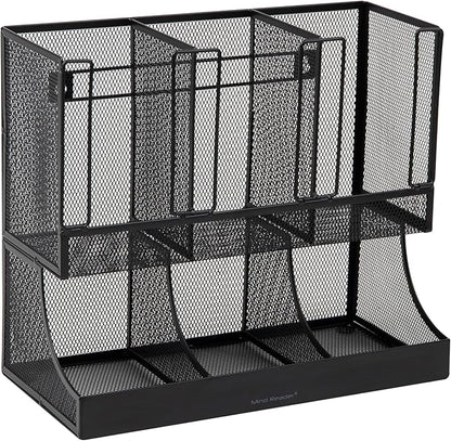 Mind Reader Multipurpose Countertop Organizer, Office Breakrooms, Cup and Condiment Station, Metal Mesh, Black - Image 5