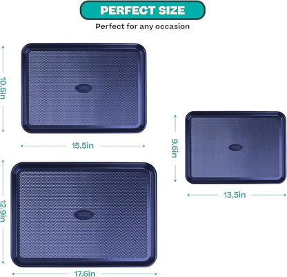 Baker's Secret Non Stick Baking Sheets, Set of 3 Cookie Sheets for Oven, Diamond Texture Premium Air Flow, Extra Thick 0.6mm, PFOA PFOS PTFE and PFAS Free Bakeware, 3 Sizes - Image 2