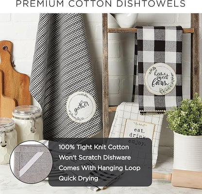 DII Home Sweet Farmhouse Kitchen Collection, Dishtowel Set, 18x28, Black, 4 Count