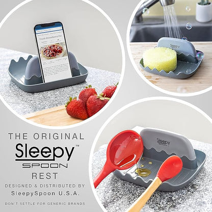 Spoon Rest for Kitchen Counter – Pot Lid Holder and Spoon Holder – Multipurpose Gadget Keeps Countertops Clean - Bonus Lid Lifter
