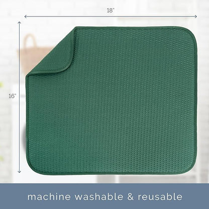 S&T INC. Dish Drying Mat, 16” x 18”, Absorbent Microfiber Kitchen Counter Mat, Drying Pad for Dishes, Utensils, Pots and Pans, Large, Diamond Texture, Emerald Green - Image 7