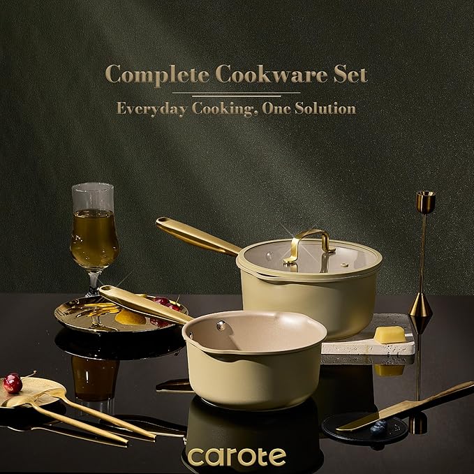 CAROTE 2Qt & 3Qt Nonstick Sauce Pan Set, Saucepan with Durable Cast Steel Handle, Oven-Safe, PFOS PFOA Free, Compatible with Gas/Electric/Induction Stovetops, Dishwasher Safe, Aluminum - Image 6