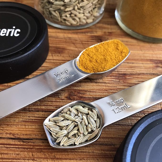AllSpice Stainless Steel Double Sided Measuring Spoon- 1/2 Teaspoon and 1/4 Teaspoon - Image 4