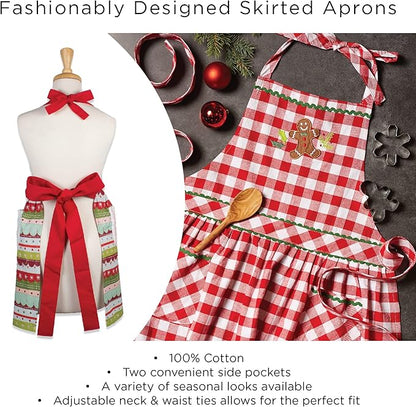 DII Women's Spring & Summer Apron Collection Adjustable, Two Large Pockets & Extra Long Ties, One Size Fits Most
