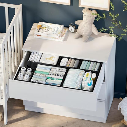 Drawer Organizer Clothes Set of 12 Black - Dresser Organizer For Nursery, Bedroom, Closet - Perfect Baby Clothes Organizer and Storage & General Nursery Organization or Dresser Drawer Organizers - Image 3