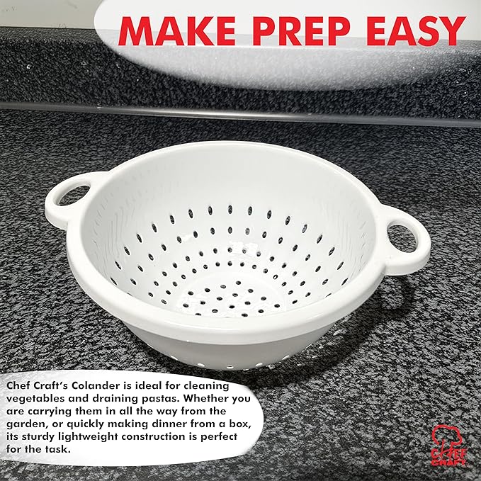 Chef Craft Select Plastic Deep Colander, 11x5 inch 5 quart, White - Image 3
