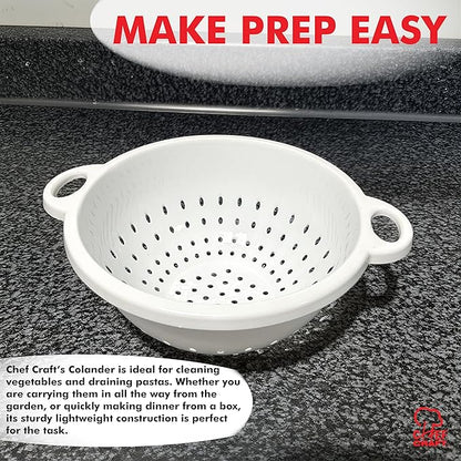 Chef Craft Select Plastic Deep Colander, 11x5 inch 5 quart, White - Image 3