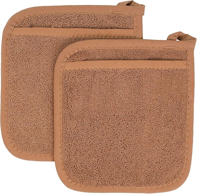 RITZ Terry Pocket Mitt & Hot Pad: Unparalleled Heat Resistant, Durable 100% Cotton – Ergonomically Designed for Optimal Grip – Easy-Care Machine Washable – 2-Pack, Copper by Ritz+Foodservice