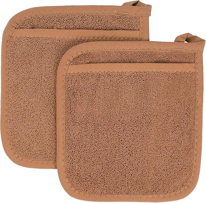 RITZ Terry Pocket Mitt & Hot Pad: Unparalleled Heat Resistant, Durable 100% Cotton – Ergonomically Designed for Optimal Grip – Easy-Care Machine Washable – 2-Pack, Copper by Ritz+Foodservice
