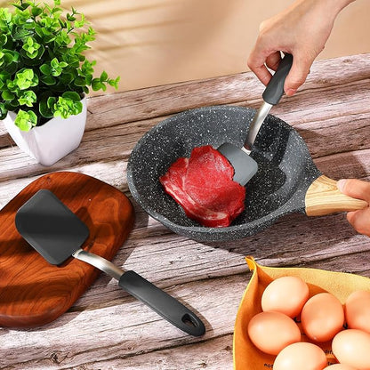Silicone Cookie Spatula Turner 2 Pack Mini Brownie Spatula Flexible Kitchen Small Silicone Turner for Nonstick Cookware Heat Resistant No Scratch Flipper for Egg Pancake(Grey) - Image 7
