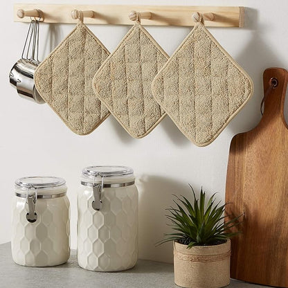 DII Basic Terry Collection Quilted 100% Cotton, Potholder, Pebble, 3 Piece - Image 6