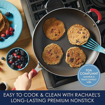 Rachael Ray Cook + Create Nonstick Frying Pan/Skillet with Helper Handle, 14 Inch - Red - Image 3