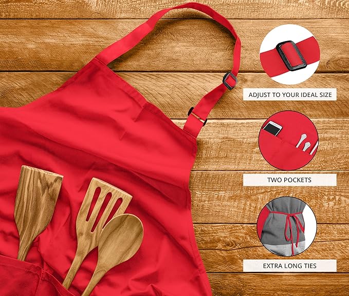 Utopia Kitchen 10 Pack Bib Apron Adjustable with 2 Pockets, Water and Oil Resistant, Cooking Kitchen Chef Apron for Women Men - Image 3