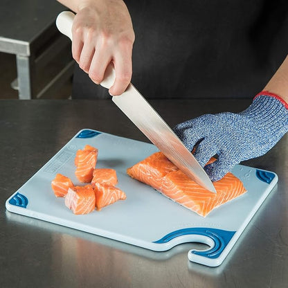 San Jamar Saf-T-Grip Cutting Board with Molded-in Ruler, Plastic Chopping Board for Kitchen, 9" x 12" x 0.35", 6 Count, Blue
