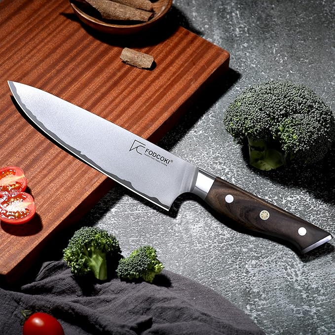 Japanese Chef Knife 8 Inch Kitchen Sharp Knife High Carbon Steel AUS10 with Ebony Wood Handle Professional Chefs Knife for Cutting Meat Vegetable
