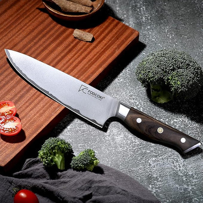 Japanese Chef Knife 8 Inch Kitchen Sharp Knife High Carbon Steel AUS10 with Ebony Wood Handle Professional Chefs Knife for Cutting Meat Vegetable