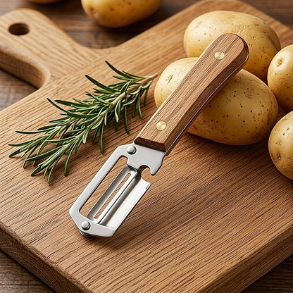 2pcs Stainless Steel Vegetable Peeler with Wooden Handle, Sharp Fruit Peeler for Kitchen, Multifunctional Potato Peeler with Can Opener, Ergonomic Non-Slip Grip for Home Cooking, Restaurant, Camping - Image 7