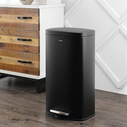 happimess HPM1011B Curtis 8-Gallon Step-Open Trash Can with Soft-Close Lid, Modern, Minimalistic, Fingerprint Proof for Home, Kitchen, Laundry Room, Office, Bedroom, Bathroom, Black - Image 2