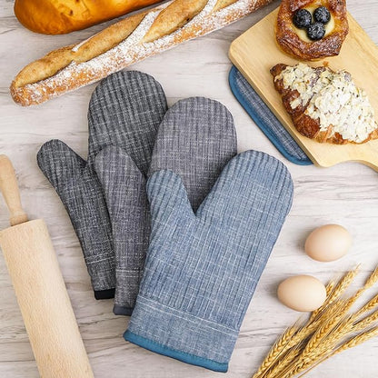 Oven Mitts and Pot Holders, Silicone Oven Gloves, 500 F Heat Resistant Oven Mitts Sets, Non-Slip Silicone Textured Grip, Darkgray - Image 4
