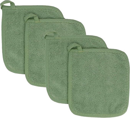 RITZ Terry Potholder & Hot Pad: Unparalleled Heat Resistant, Durable 100% Cotton – Ergonomically Designed for Optimal Grip – Easy-Care Machine Washable – 4-Pack, Juniper by Ritz+Foodservice