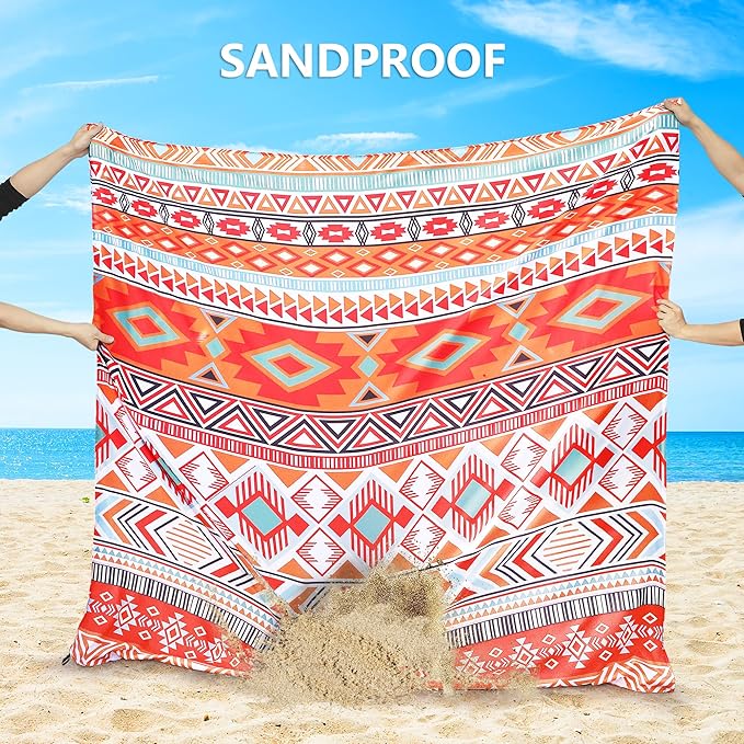 WIWIGO Beach Blanket Waterproof Sandproof Beach Mat 79" X 83"/10'x9'for 2-8 Adults Quick Drying Outdoor Picnic Mat Beach Accessories for Travel, Camping, Hiking - Image 3