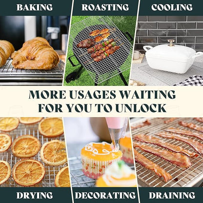 Cooling Racks for Cooking and Baking - 11.5"x16.5" Oven Safe Premium Stainless Steel Heavy Duty Baking Rack Tight-Wire, Fits Half Sheet Pan for Roasting & Grilling & Cooking - 1 Pack - Image 7