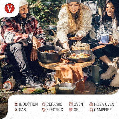 Victoria 4-Quart Cast Iron Dutch Oven with Lid and Dual Loop Handles, Seasoned with Flaxseed Oil, Made in Colombia