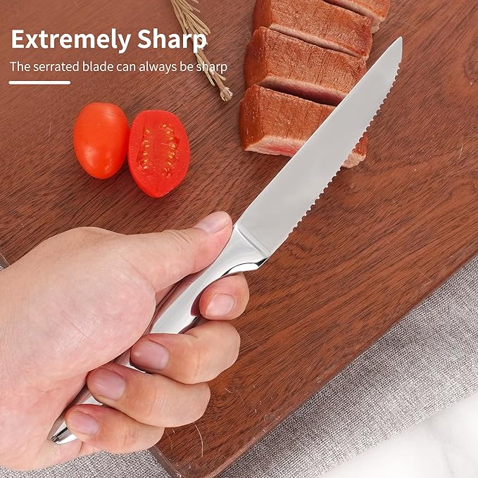 Steak Knife Set of 8, Serrated Steak Knife, Kitchen Steak Knives, Steak Knives Dishwasher Safe, Stainless Steel Knives