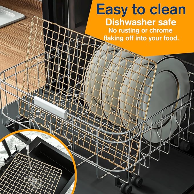 2-Pack Cooling Racks for Cooking and Baking - 10" x 15"Heavy Duty Stainless Steel Wire Rack for Baking, Grilling, Roasting - Oven & Dishwasher Safe - Fits Jelly Roll Sheet Pan（Gold） - Image 5