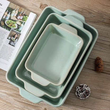 HVH 9x13 Baking Dish Set, Large Casserole Dishes for Oven, Ceramic Bakeware Set of 3, Rectangular Lasagne Pan Deep for Baking (Turquoise) - Image 5