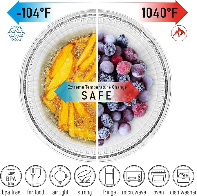 Stackable Space-Saving Nesting Set of 3 Glass Bowls with Bamboo Lids for Foodprep, Storage, Mixing & Cooking - Microwave & Oven Safe BPA Free Durable Heat Resistant Inert Borosilicate Glass - Image 3