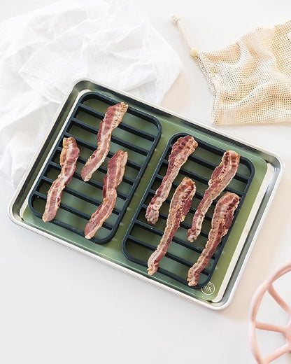 The Silicone Kitchen Silicone Roasting Rack Pan Extra Large, Dishwasher Safe, BPA Free, Non-Toxic, 7 in by 10.75 in, Navy, 2 Pack