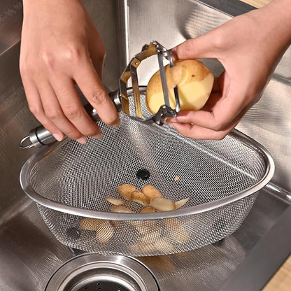 Fox Run Large Stainless Steel Triangular Colander, 3 Quart Pasta Strainer, 7” x 9.25” x 4” - Image 3