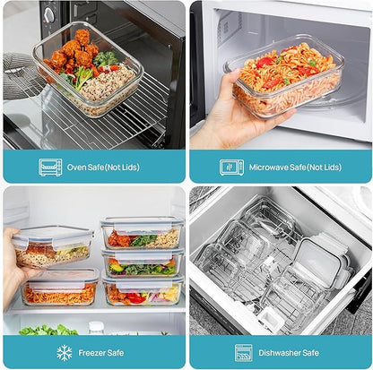 Vtopmart 5Pack 30oz Glass Storage Containers with Lids, Glass Meal Prep Food Container Sets with Snap Airtight Lids for Microwave, Oven, Freezer and Dishwasher, Grey - Image 7