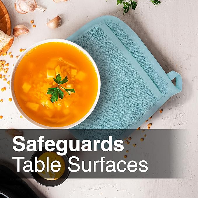 RITZ Terry Pocket Mitt & Hot Pad: Unparalleled Heat Resistant, Durable 100% Cotton – Ergonomically Designed for Optimal Grip – Easy-Care Machine Washable – 2-Pack, Dew - Image 5