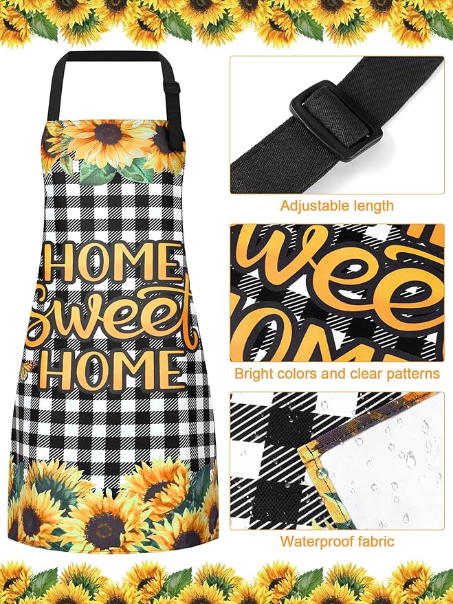Geetery 4 Pcs Chicken Aprons for Women Rooster Print Apron Waterproof Adjustable for Kitchen Cooking - Image 5