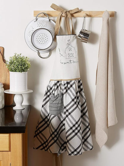 DII Home Sweet Farmhouse Kitchen Collection, Apron, Black